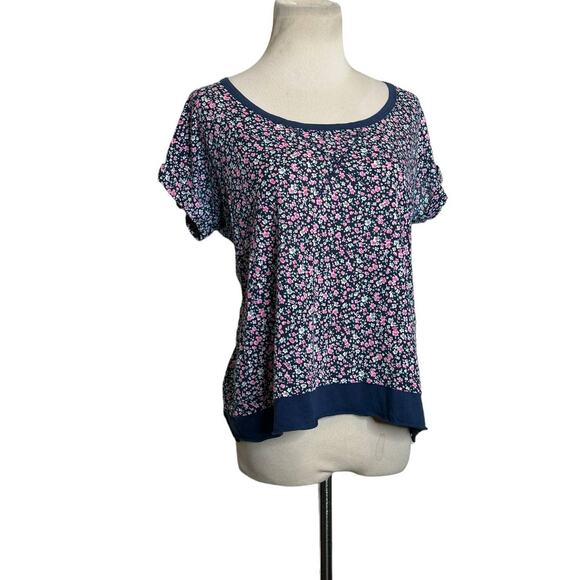 Splendid blue floral short sleeves top size XS - Picture 1 of 13